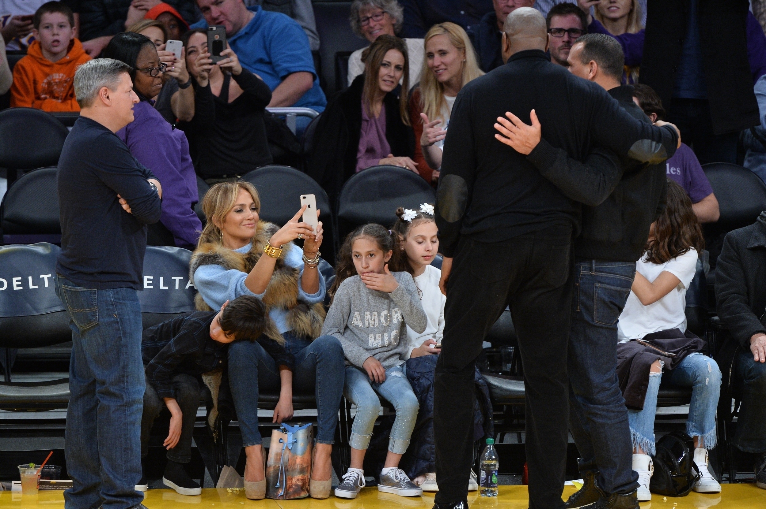 J LO and A-ROD share a Magic family date night at LA Lakers game