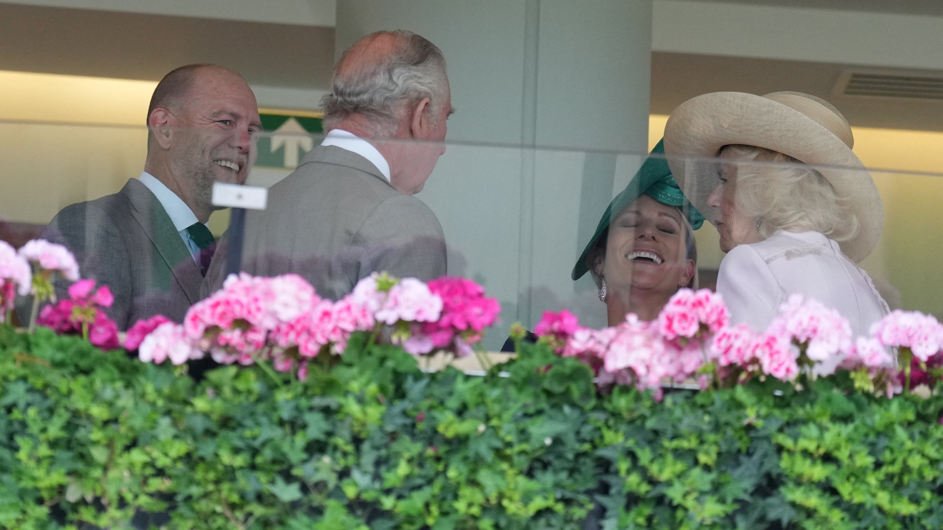 Queen Camilla Blows Mike & Zara Tindall A Kiss At Ascot